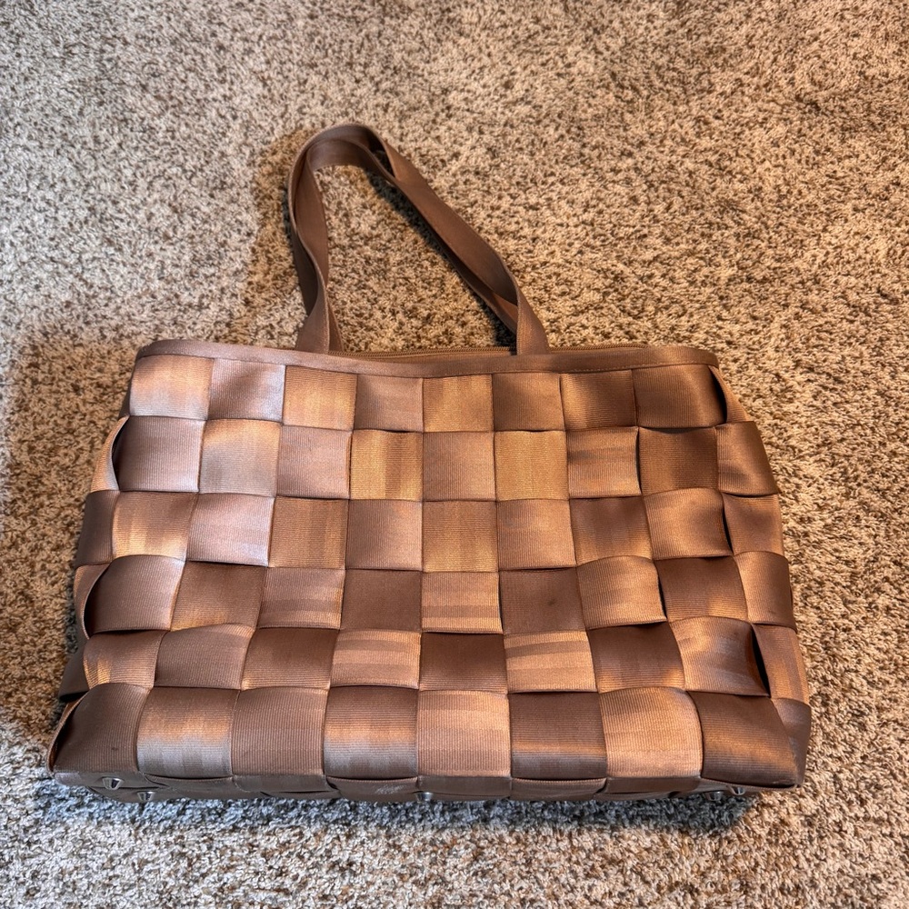 Harvey’s Seat Belt Taupe Brown Woven Tote Bag